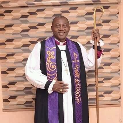 The Bishop in episcopal vestments