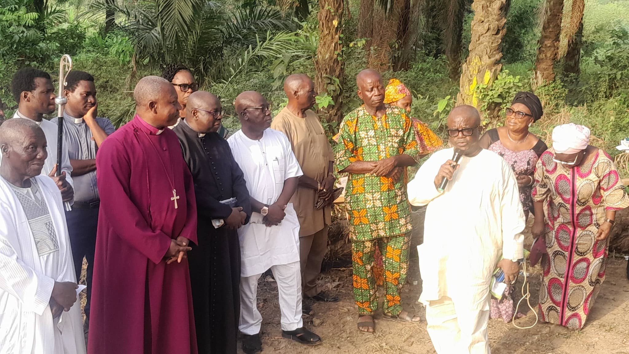 Dedication: clergy and officers gather outdoors